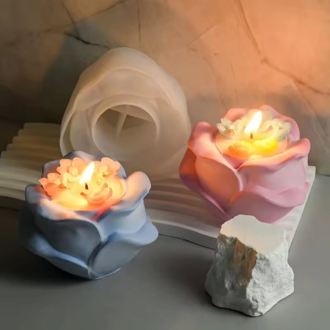 Open Rose Candle Holder Mould for Beyond MIX, Resin, Concrete