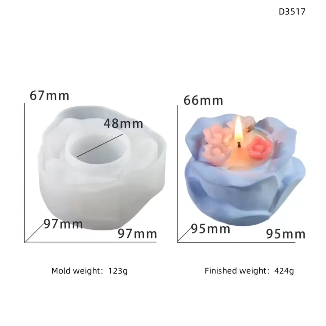 Open Rose Candle Holder Mould for Beyond MIX, Resin, Concrete